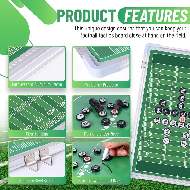 ZPU Football Coaching Board, Magnetic Football Clipboard for Coaches, Tactics Clipboard with Dry Erase, Marker Pens, Fence Hooks, Magnets, Storage Bag and Carry Bag, for Teaching and Game Plan - Image 3
